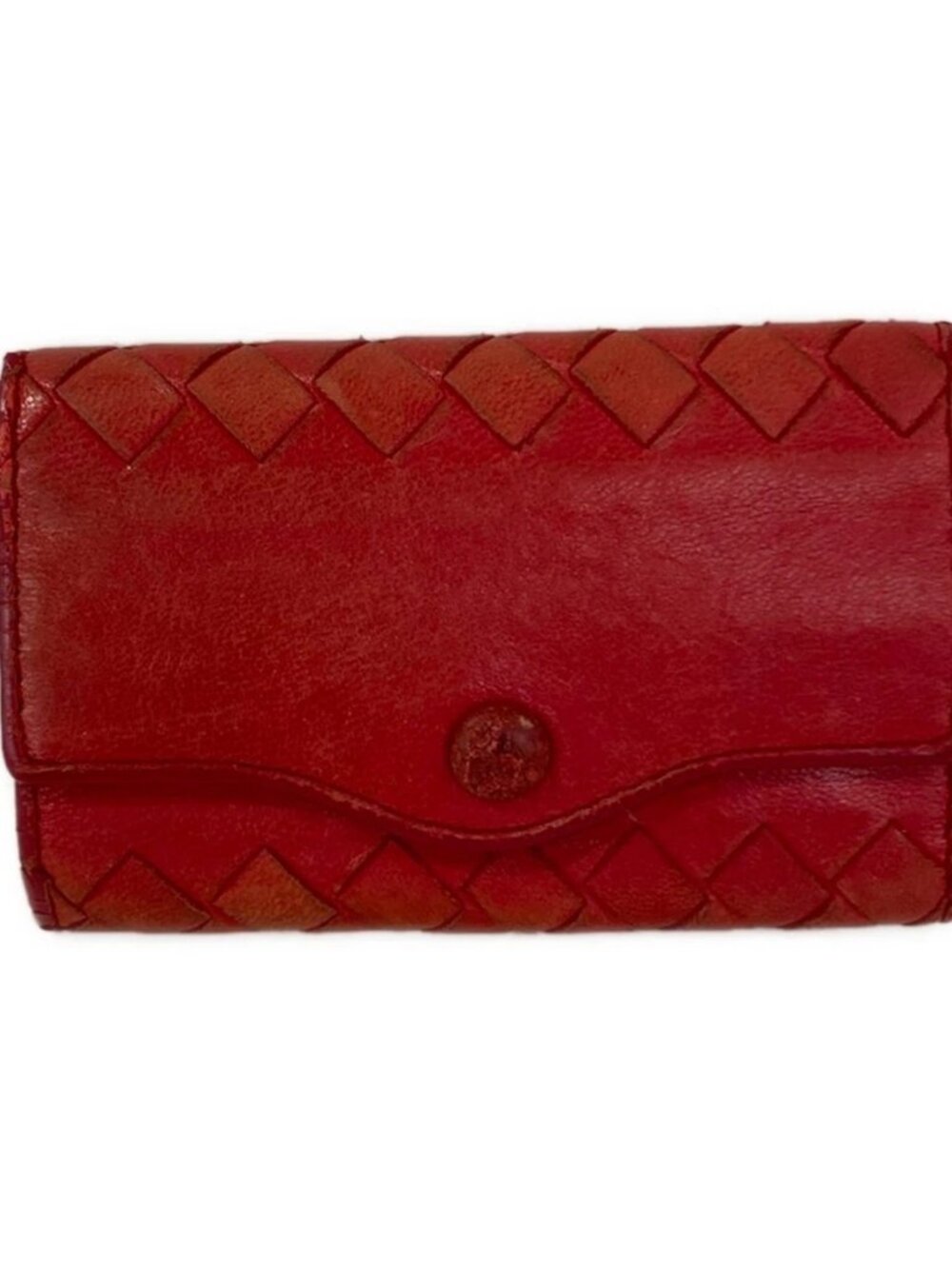BOTTEGA VENETA Intrecciato - Red Leather Key Case